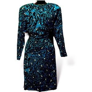 VINTAGE 90s I.Magnin  silk print dress